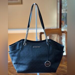 Michael Kors Black Logo Chain-Handle Tote